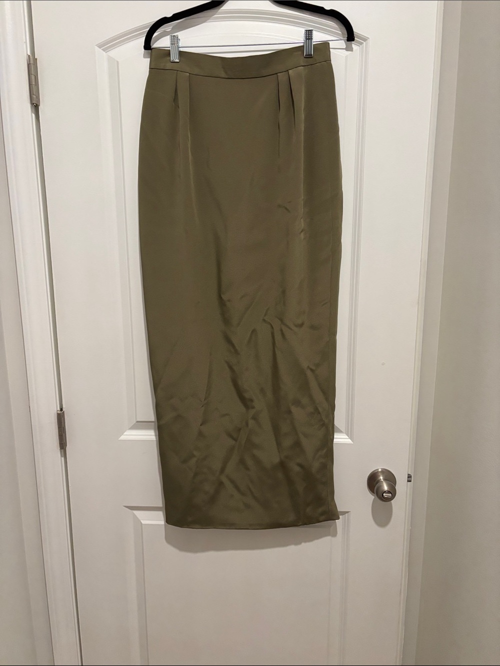 Olive Green High-Waist Maxi Skirt